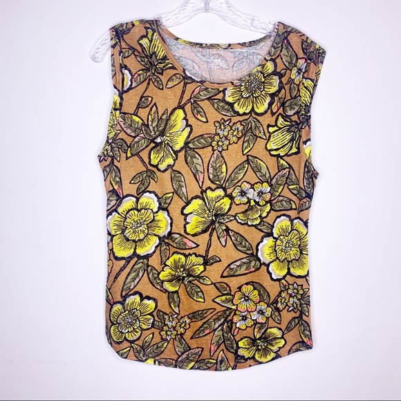 LOFT Tops - Ann Taylor Loft 100% linen tropical print top